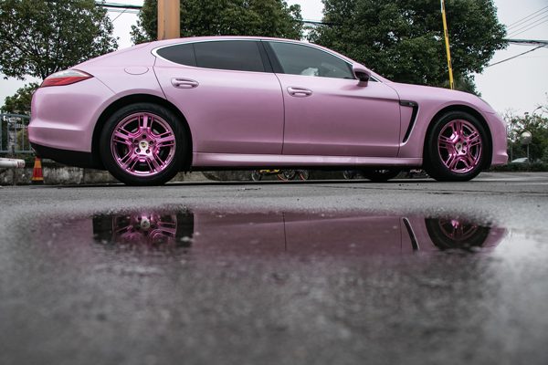 保时捷panamera粉色车轮毂改电镀桃粉色